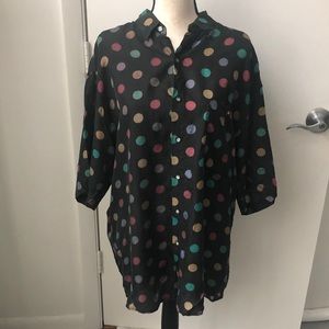 Vintage Polka Dot Silk Button Down